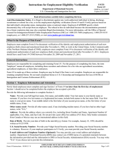 Instructions for Employment Eligibility Verification