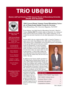 TRiO UB@BU  TRiO Upward Bound Alumnus Named Bloomsburg Univer-