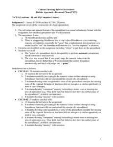 Critical Thinking Rubrics/Assessment Holistic Approach - Desmond Chun (CSCI)