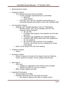 Classified Senate Minutes – 17 October 2014
