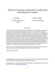 The Role of Inventories and Speculative Trading in the  Lutz