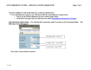 ENCUMBERING FUNDS – MISCELLANEOUS REQUESTS  Page 1 of 4