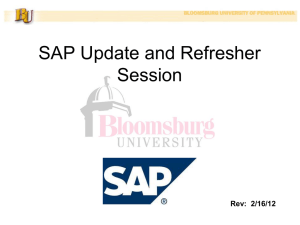 SAP Update and Refresher Session  Rev:  2/16/12