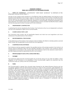 STANDARD CONTRACT TERMS AND CONDITIONS FOR PERFORMERS/SPEAKERS 1 .