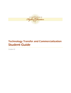 Student Guide Technology Transfer and Commercialization October 09