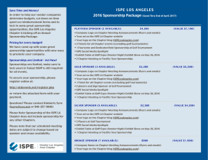 ISPE LOS ANGELES 2016 Sponsorship Package