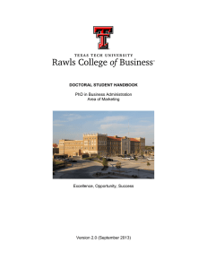 PhD in Business Administration Area of Marketing Excellence, Opportunity, Success