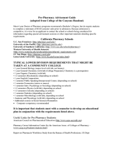 Pre-Pharmacy Advisement Guide (adopted from College of the Canyons Handout)