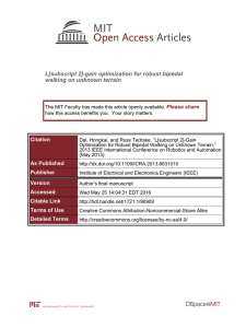 L[subscript 2]-gain optimization for robust bipedal walking on unknown terrain Please share