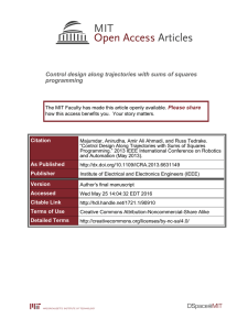 Control design along trajectories with sums of squares programming Please share