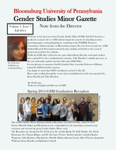 Gender Studies Minor Gazette Bloomsburg University of Pennsylvania Note from the Director