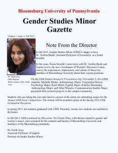 Gender Studies Minor Gazette Note From the Director