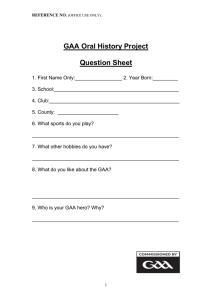 GAA Oral History Project Question Sheet