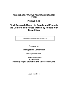 Project B-40 Final Research Report to Enable and Promote Disabilities