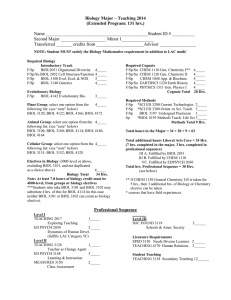 Biology Major – Teaching 2014 (Extended Program: 131 hrs.)