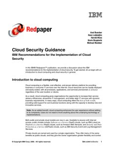 Red paper Cloud Security Guidance IBM Recommendations for the Implementation of Cloud