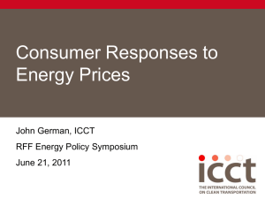 Consumer Responses to Energy Prices John German, ICCT RFF Energy Policy Symposium