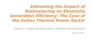 Estimating the Impact of Restructuring on Electricity Generation Efficiency: The Case of