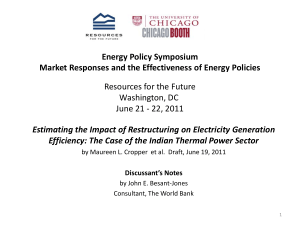 Energy Policy Symposium Market Responses and the Effectiveness of Energy Policies
