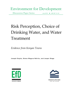 Environment for Development Risk Perception, Choice of Drinking Water, and Water Treatment