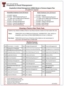 Hospitality &amp; Retail Management (HRM) Master of Science Degree Plan