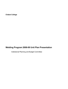 Welding Program 2008-09 Unit Plan Presentation  Chabot College