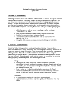 Biology Subdivision Program Review April, 2008  I. CURRICULUM RENEWAL