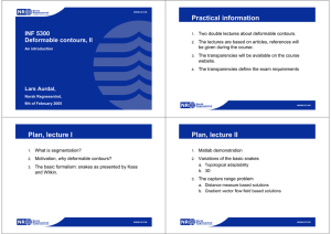 Practical information INF 5300 Deformable contours, II