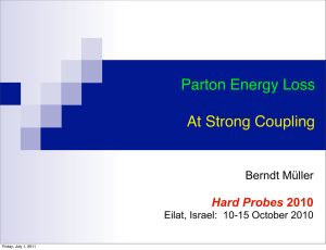 Parton Energy Loss At Strong Coupling Hard Probes Berndt Müller