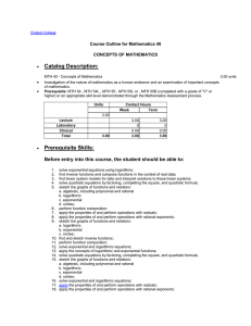 Catalog Description: Course Outline for Mathematics 40 CONCEPTS OF MATHEMATICS •