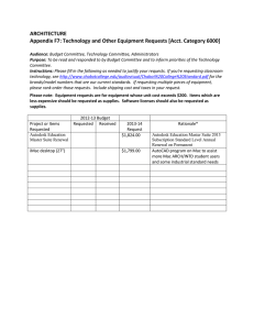 ARCHITECTURE Appendix F7: Technology and Other Equipment Requests [Acct. Category 6000]