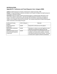 MATRICULATION Appendix F6:  Conference and Travel Requests [ Acct. Category...