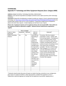 COUNSELING Appendix F7: Technology and Other Equipment Requests [Acct. Category 6000]
