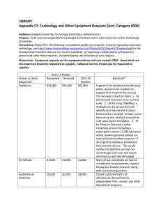 LIBRARY Appendix F7: Technology and Other Equipment Requests [Acct. Category 6000]