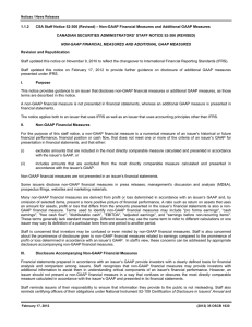 1.1.2 CSA Staff Notice 52-306 (Revised) – Non-GAAP Financial Measures and... CANADIAN SECURITIES ADMINISTRATORS’ STAFF NOTICE 52-306 (REVISED)