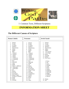 INFORMATION SHEET 3. Common Texts, Different Scriptures The Different Canons of Scripture