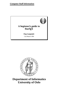 Department of Informatics University of Oslo A beginner’s guide to StarTEX