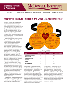 McDowell Institute Impact in the 2015-16 Academic Year Bloomsburg University of Pennsylvania