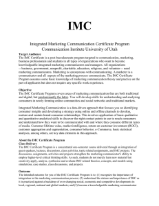 IMC Integrated Marketing Communication Certificate Program Communication Institute University of Utah  