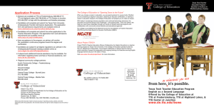 Texas Tech Teacher Education Program - Bachelor of Science in Multidisciplinary Studies