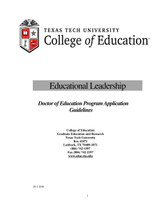 Educational Leadership  Doctor of Education Program Application Guidelines