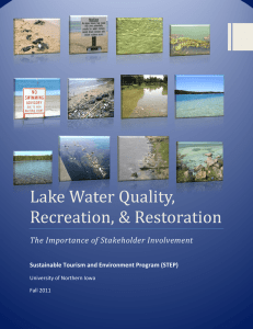 Lake	Water	Quality, Recreation,	&amp;	Restoration The Importance of Stakeholder Involvement