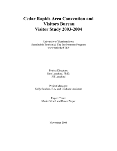 Cedar Rapids Area Convention and Visitors Bureau Visitor Study 2003-2004