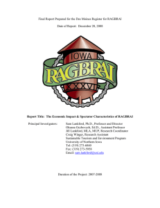 Final Report Prepared for the Des Moines Register for RAGBRAI