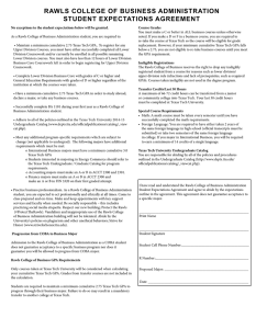 RAWLS COLLEGE OF BUSINESS ADMINISTRATION STUDENT EXPECTATIONS AGREEMENT