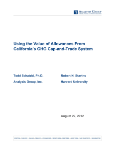 Using the Value of Allowances From California’s GHG Cap-and-Trade System