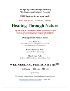 Healing Through Nature FREE Lecture Series open to all CSU Spring 2009 Learning Community  “Healing Across Cultures” Presents 