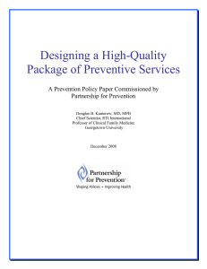 Designing a High-Quality Package of Preventive Services Partnership for Prevention