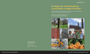 Strategies for Institutionalizing Sustainability in Higher Education Report Number 10