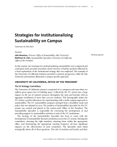 Strategies for Institutionalizing Sustainability on Campus